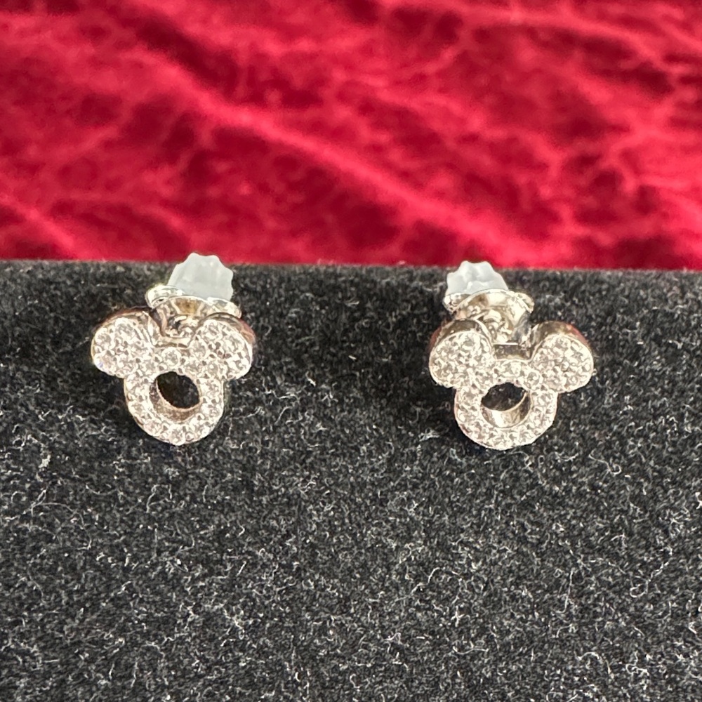 Disney Silver Mickey Mouse Crystal Earrings